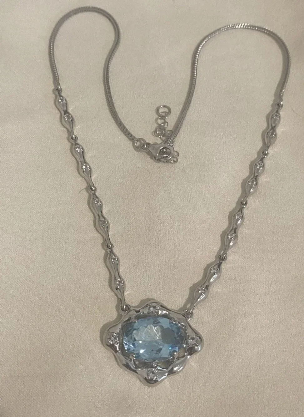Sky Blue Topaz Rhodium Over Sterling Silver Necklace 14.34ctw